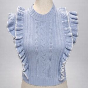 Women's Ruffled Knit Top - Light Blue